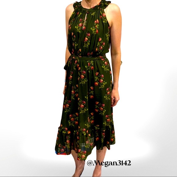 🦋HP!🦋J. Crew | Point Sur | High-Neck | Green Floral w/ Ruffle Dress | 4 | NWT - Picture 3 of 16